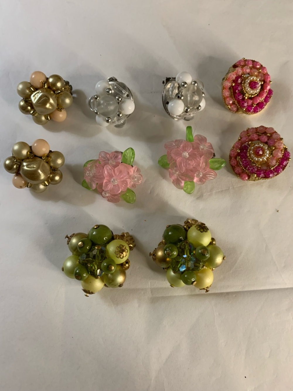 Assorted Women's Vintage Clip-On Earrings -Set of 5 pair